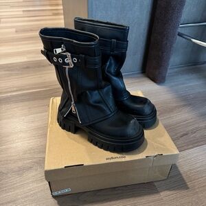 Sleek Black Women's Combat Boots